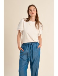 T-shirt en coton oversize, manches volantées