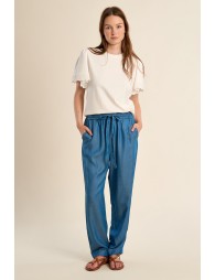 T-shirt en coton oversize, manches volantées