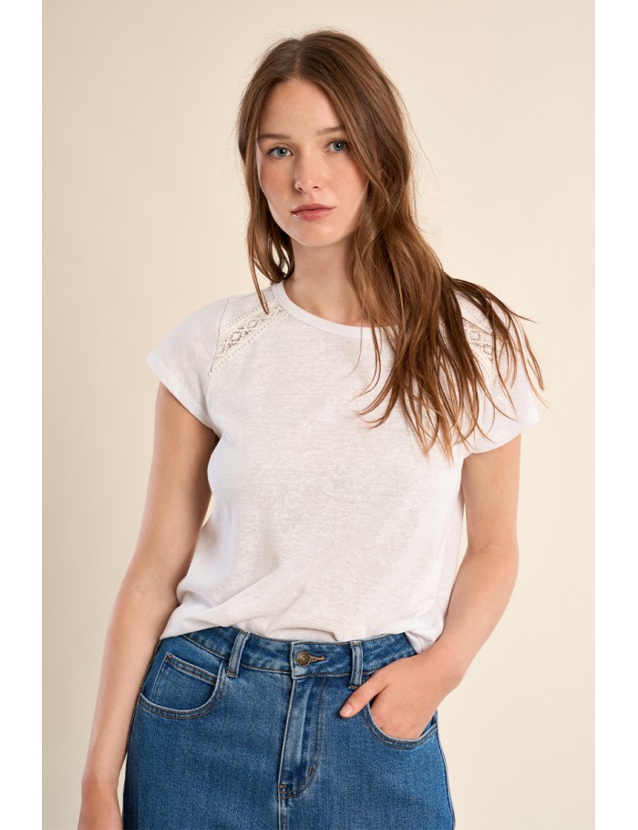 Cotton T-shirt, openwork