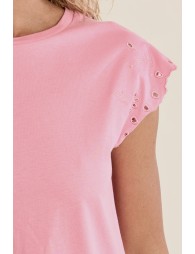 T-shirt en coton avec manches brodées