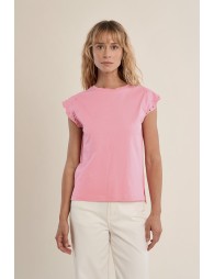 T-shirt en coton avec manches brodées