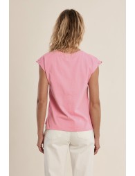 Cotton T-shirt with embroidered sleeves