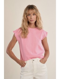 T-shirt en coton avec manches brodées