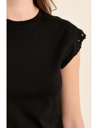 T-shirt en coton avec manches brodées