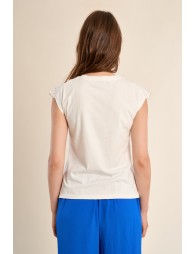 Cotton T-shirt with embroidered sleeves