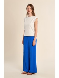 Cotton T-shirt with embroidered sleeves