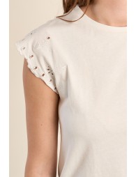 T-shirt en coton avec manches brodées