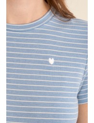 Camiseta de mujer de manga corta, estampado rayas.