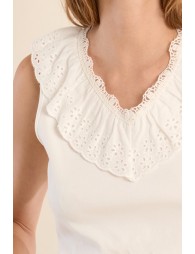 Débardeur, col en broderie anglaise