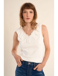 Tank top, broderie anglaise collar