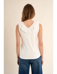 Tank top, broderie anglaise collar