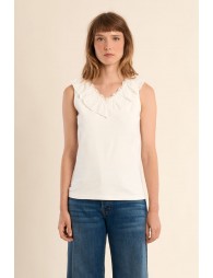 Débardeur, col en broderie anglaise