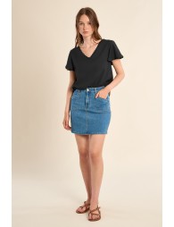 T-shirt décontracté, col brodé