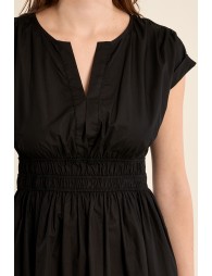 Robe courte en coton, taille smockée