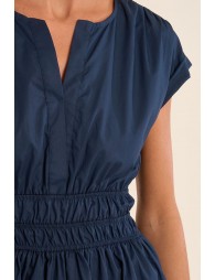 Robe courte en coton, taille smockée