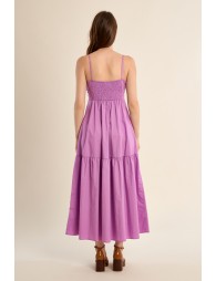 Robe longue en coton, bustier noué