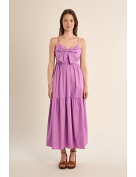 Robe longue en coton, bustier noué