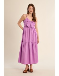 Robe longue en coton, bustier noué