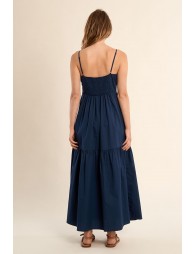 Long cotton dress, knotted bustier