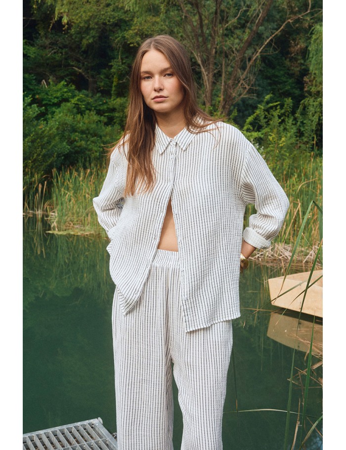 Chemise en coton oversize, rayée