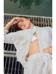 Chemise en coton oversize, rayée