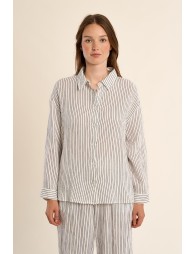 Oversized cotton shirt, striped