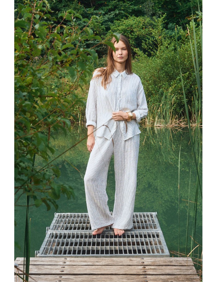 Cotton trousers, striped