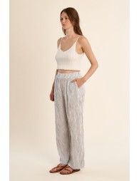 Pantalon en coton, rayé
