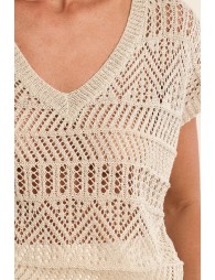 Jersey de mujer de manga corta, en punto calado.