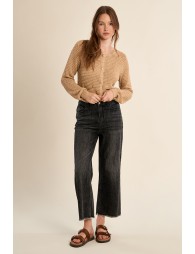 Knitted cardigan, round neck