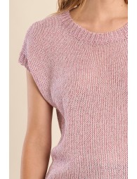 Jersey de mujer de manga corta, en punto mezclado.