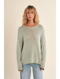 Knitted sweater, round neck