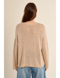 Knitted sweater, round neck