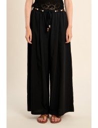 Pantalon large, cordons à perles