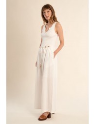 Pantalon large, cordons à perles