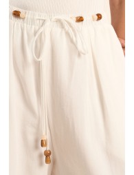 Wide pants, beaded drawstrings