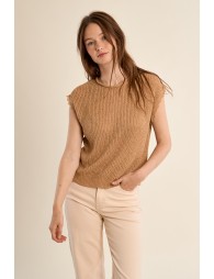 Crochet knit T-shirt