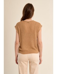 Crochet knit T-shirt
