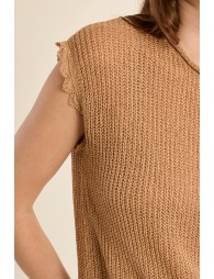 Jersey de mujer de manga corta, detalle encaje.