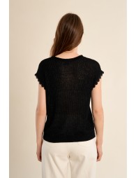 Crochet knit T-shirt