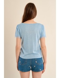 Jersey T-shirt, lace sleeves