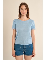Jersey T-shirt, lace sleeves