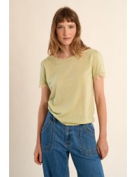 Jersey de mujer de manga corta, detalle encaje.