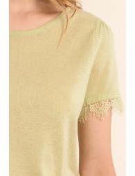 Jersey T-shirt, lace sleeves