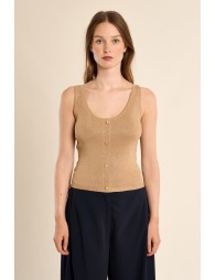 Knitted tank top, fancy buttons