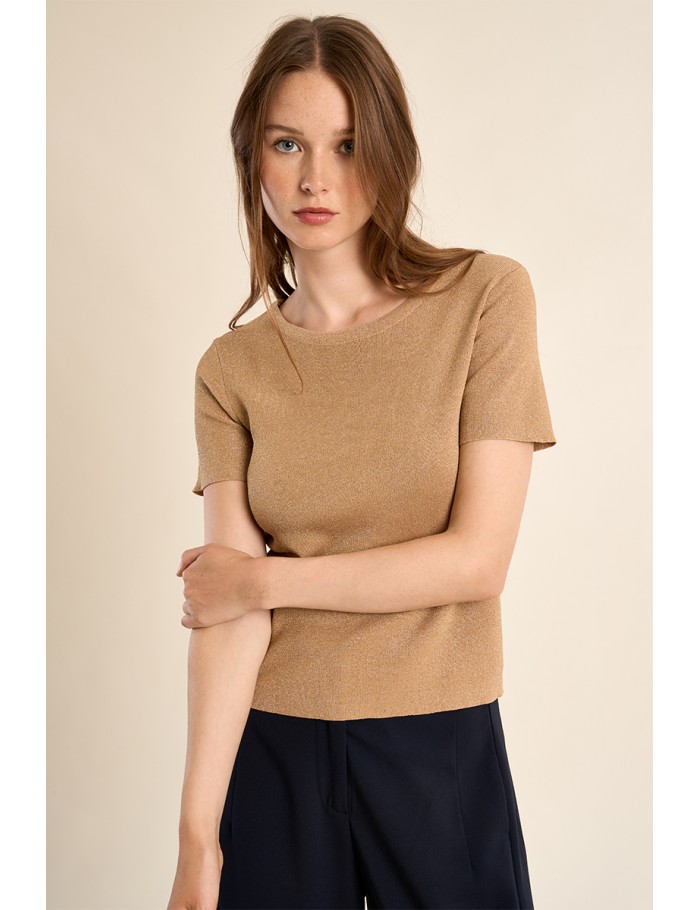 Fine, iridescent knit T-shirt