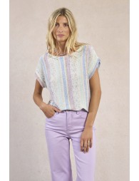 T-shirt en maille, rayé multicolore