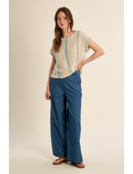 T-shirt en maille, rayé multicolore