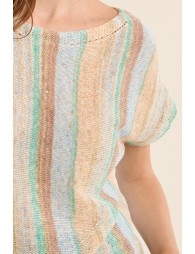 Multicoloured striped knitted T-shirt