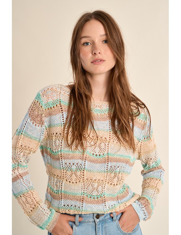 Pull en maille rayé